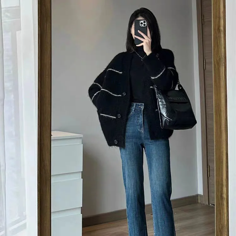 

Mid-Long Cardigans Aesthetic Womens Summer Thin Fringed Breathable Anti-Pilling Wraps Delicate Nature Minimalist Knitthing Soft