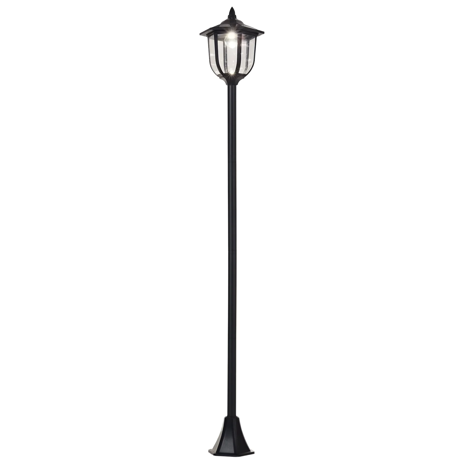 Lampada da terra da esterno Homcom con pannello solare per caricare la batteria Protezione ambientale 6 LED Facile da installare Nero Ф26,5X177Cm
