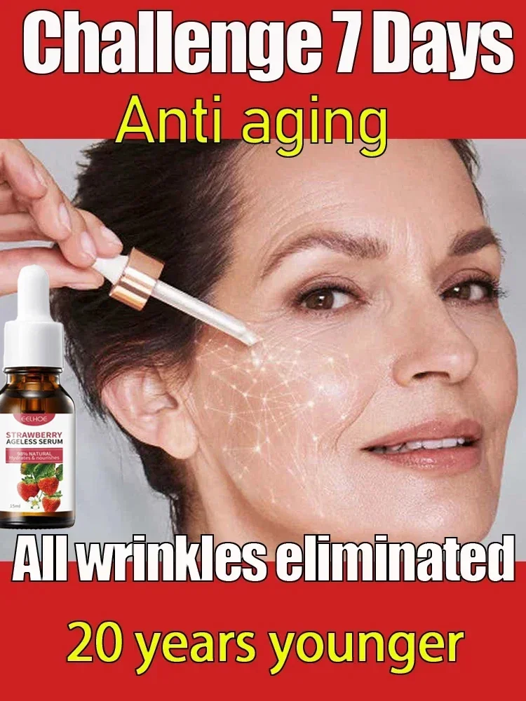 Instant Anti Wrinkle Serum Strawberry Facial Moisturizing Blemishes Fine Lines Whitening Nourishes Firms Skin Anti-aging Essence