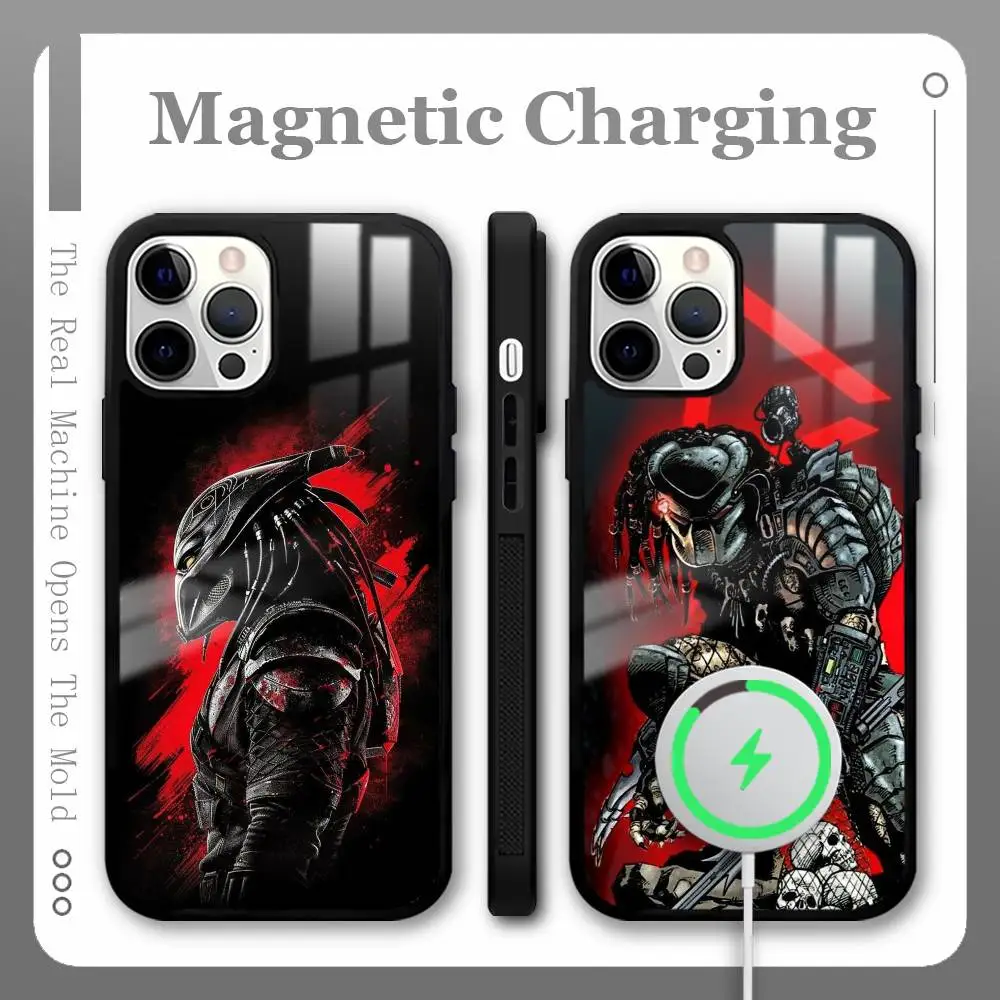 حافظة هاتف فيلم P-Predator MagSafe شاحن لاسلكي مغناطيسي Funda لهاتف iPhone 16 15 14 13 12 11 Pro Plus Mini