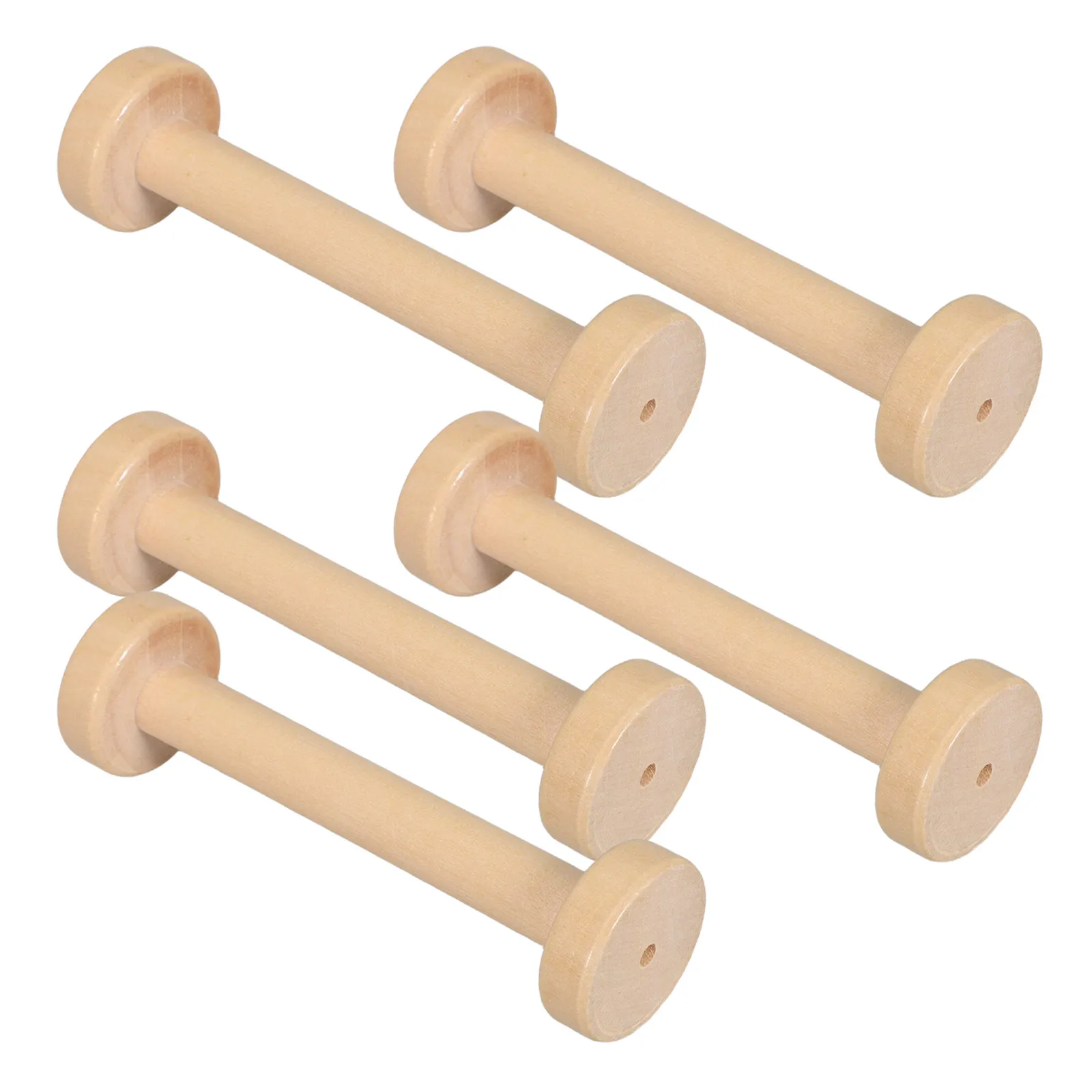5Pcs Wooden Spools for Crafts Vintage Style Unfinished Rustic Wood Bobbins for DIY Sewing Yarn Ribbon Cord Elastic Thread