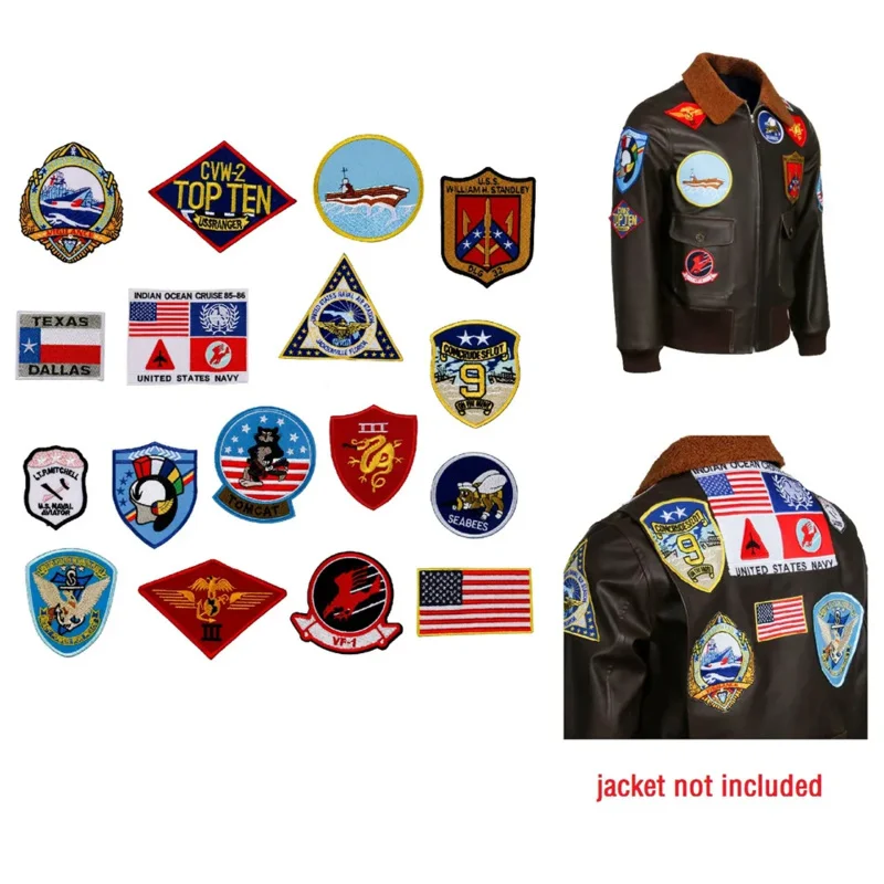 17pcs Top Gun 2 Patch Theme DIY Logo Cloth Made Sewing Badges Leather Personalized Jacket Accessories Delicate Embroidery Logos