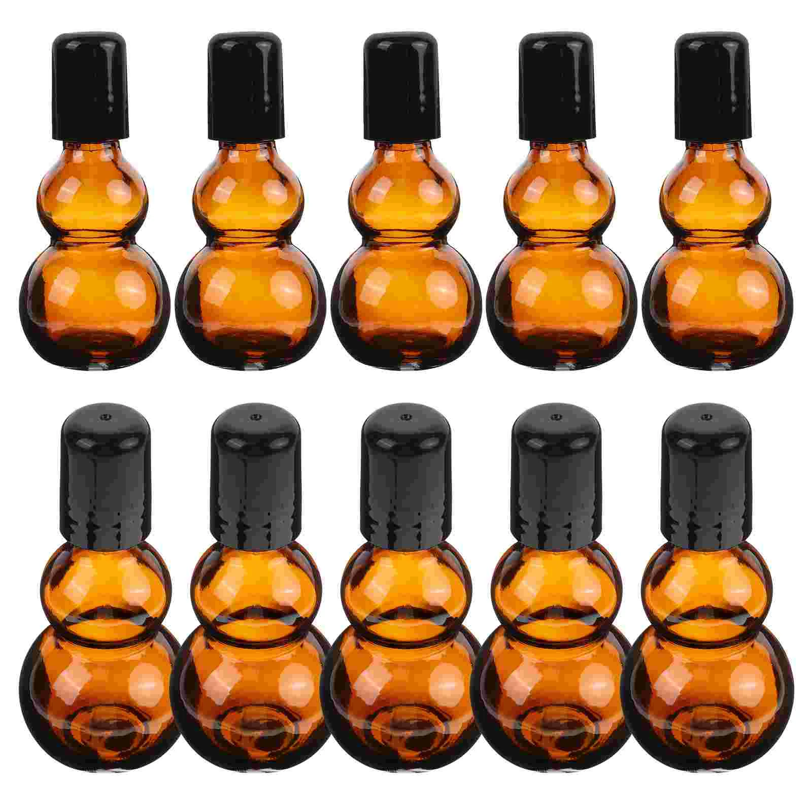 

10 Pcs Gourd Roller Ball Essential Oil Bottle Perfume Container Small Glass Bottles for Liquids Cosmetic Empty Sample