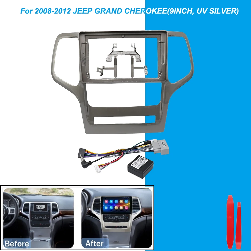 

9-дюймовая лицевая панель для JEEP Grand Cherokee 2008-2012, автомобильный радиоприемник, 2 Din, головное устройство, GPS MP5, Android-плеер, установка рамки приборной панели