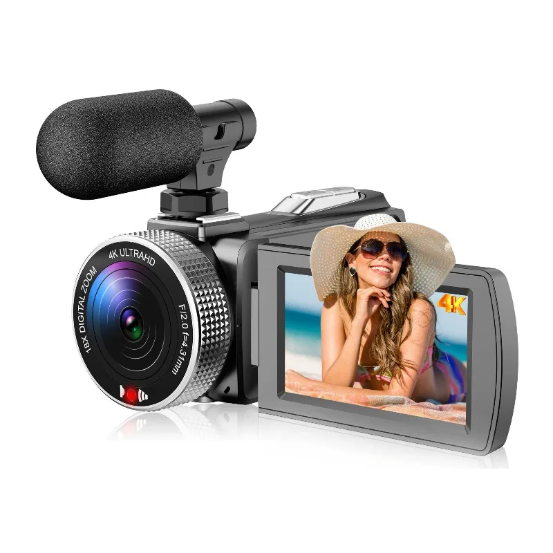 Professional outdoor DV high definition digital 4K camera with remote control selfie camera
