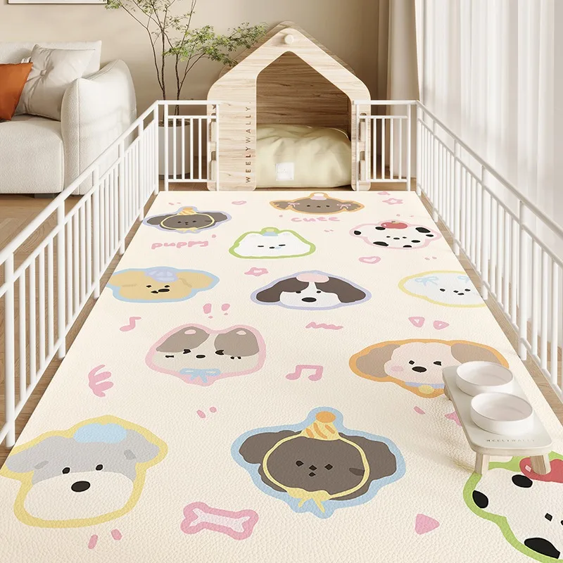 Pet Floor Mat Waterproof Urine-proof Leather Carpet Cute Cartoon Style Wear-resistant Scratch-resistant Rug Easy To Clean Mats
