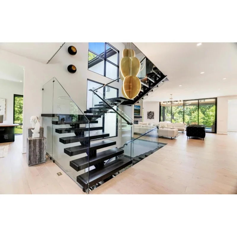 custom.Mono Beam Straight Staircase Design With 4 Inches Oak Step