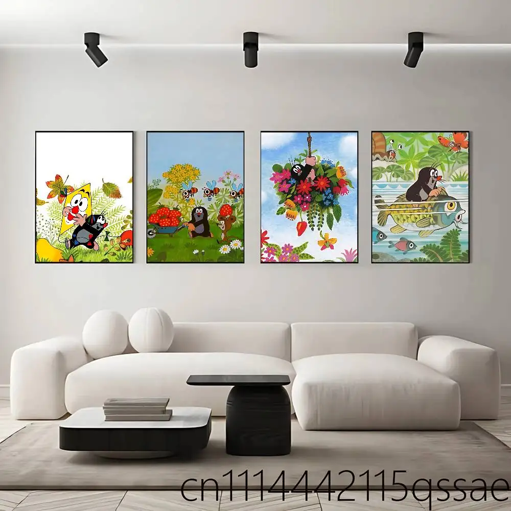 Cartoon L-Little M-Mole Poster Self-adhesive Art Waterproof Paper Sticker Coffee House Bar Room Wall Decor