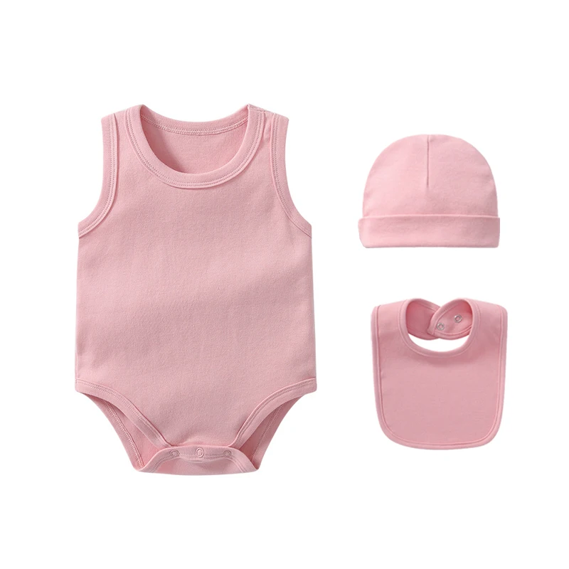 Summer New Baby baby Triangle camisole 0-12months Male and female baby jumpsuit Solid sleeveless triangle crawling suit Vest