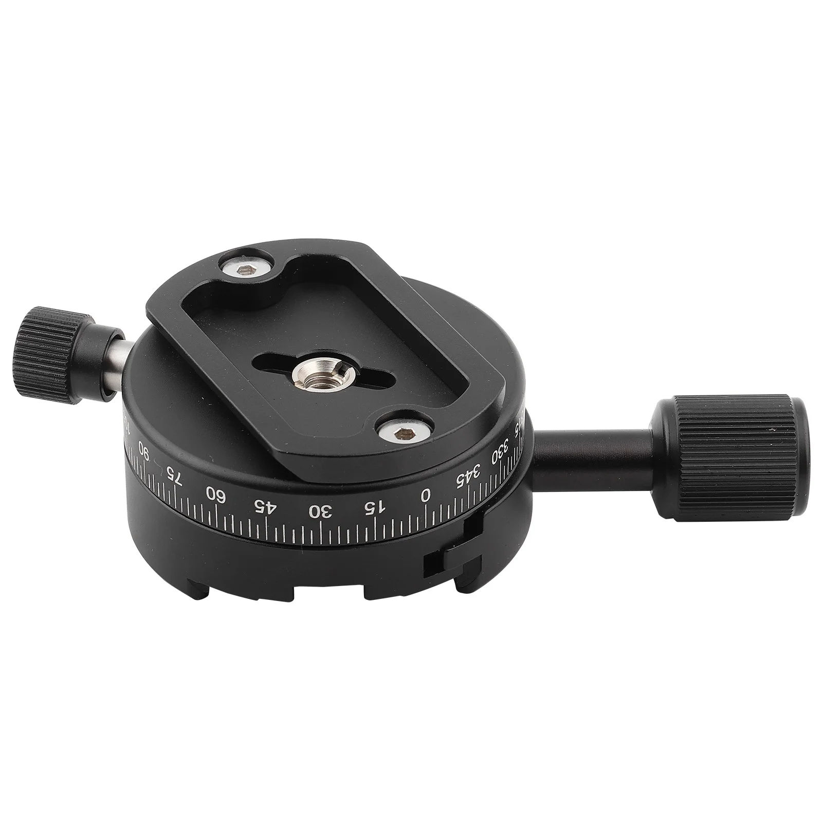 QJ‑01 Aluminum Alloy 360° Rotatable Panoramic Tripod Head with Scale Level for Arca Swiss Clamp