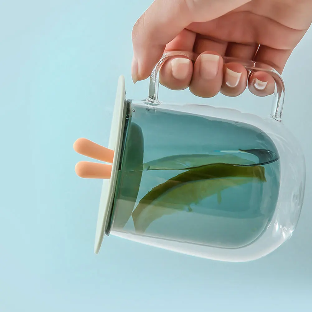 

3Pcs Rabbit Ear Silicone Leakproof Cup Lid Dustproof Sealed Mug Cover Food Grade Safe Suitable for Home Office