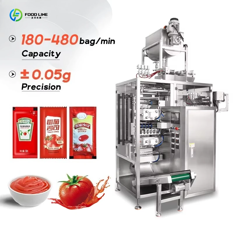 Semi-Automatic 4-Side Seal Liquid Packing Machine for Ketchup Chili Sauce Honey & Shampoo Sachets
