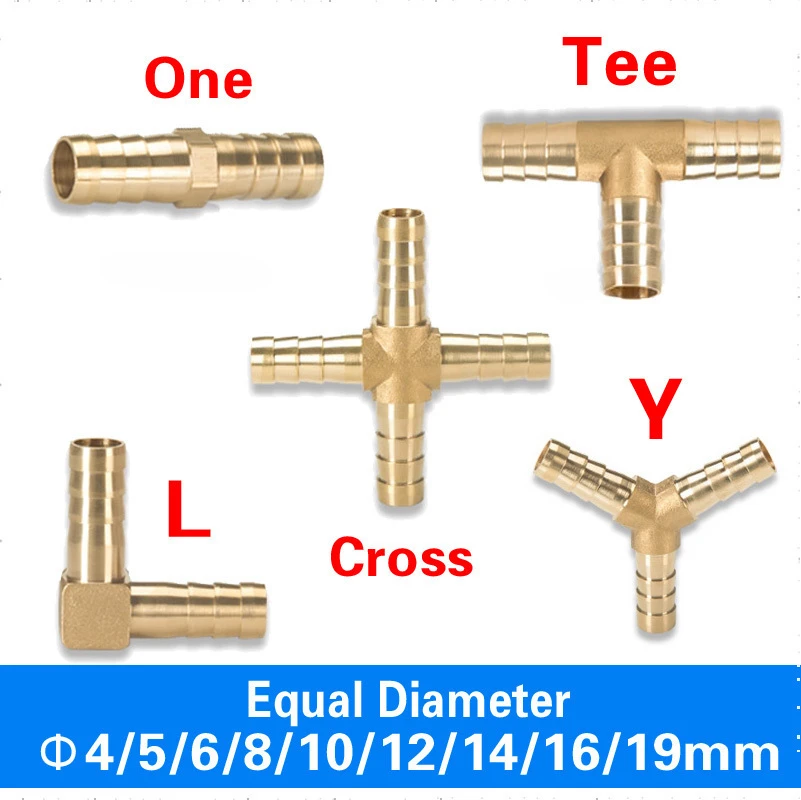 Connecteur de raccord de tuyau droit barbelé en laiton, 4mm 5mm 6mm 8mm 10mm 12mm 14mm 16mm 19mm 25mm, té Y 2 3 4 voies  13