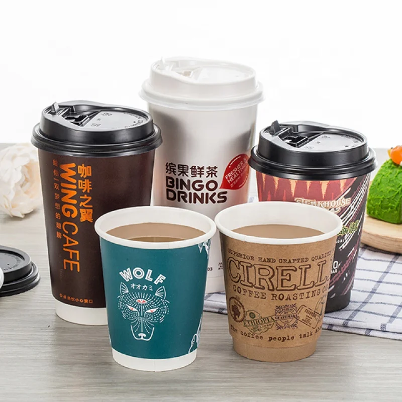 

Customized productLOKYO 8OZ 12OZ 16OZ Disposable Double Wall paper cup Takeout Coffee Cup With Lids