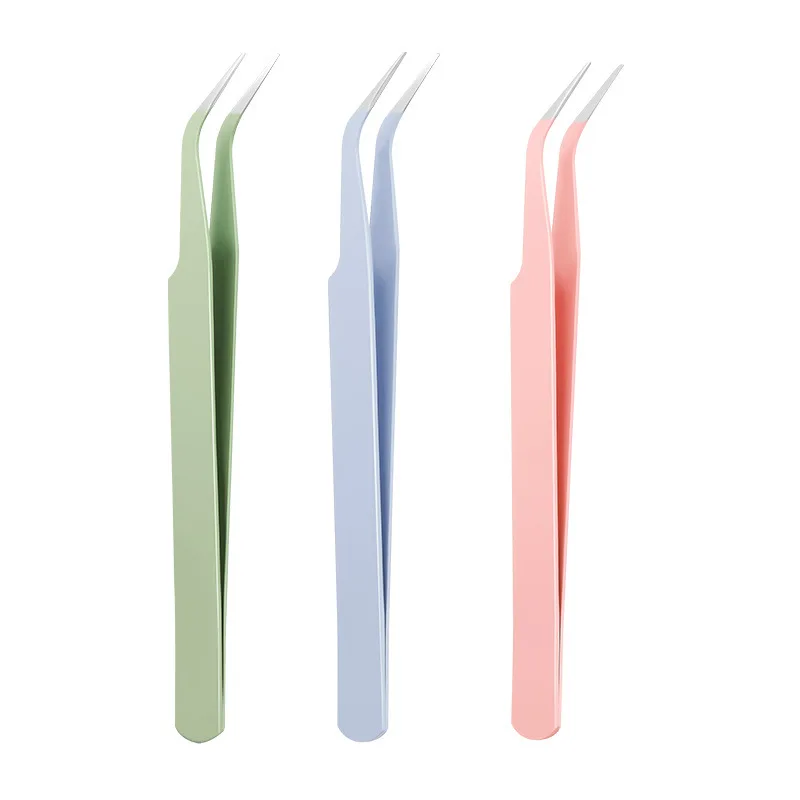 Stainless Steel Scrapbook Sticker Tape Picking Straight Head Elbow Tweezers Album DIY Crafts Supplies Lash Extension Tweezers