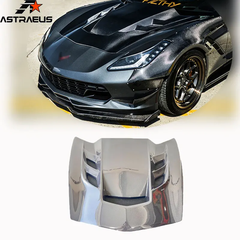 

New Carbon Fiber Bonnet Hood Cover For C7 Corvette Chevrolet 2014-2019 With Included Screws