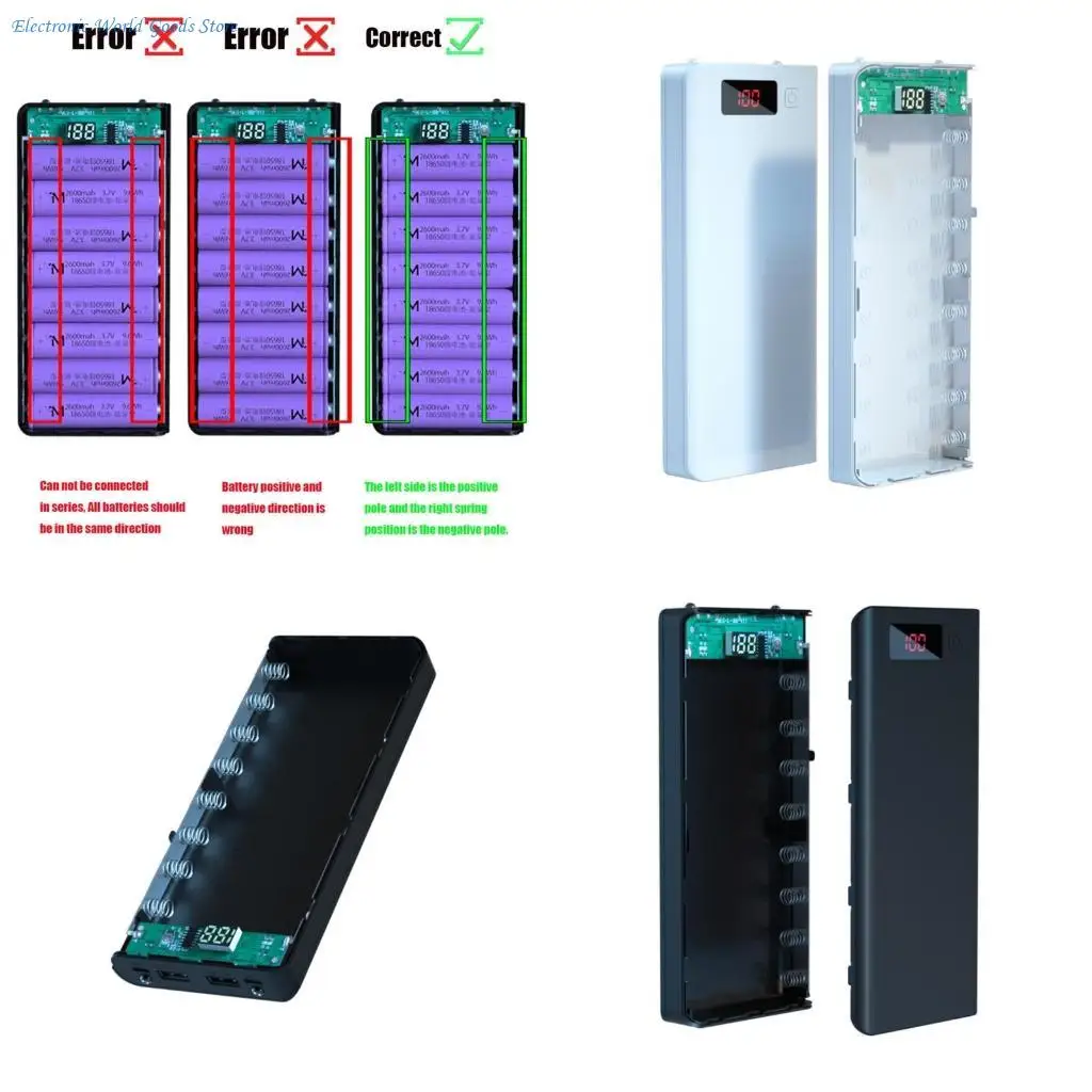 

A3PD ЖК-дисплей 18650 Держатель батареи Батареи для ящика для хранения 8x18650 Batte