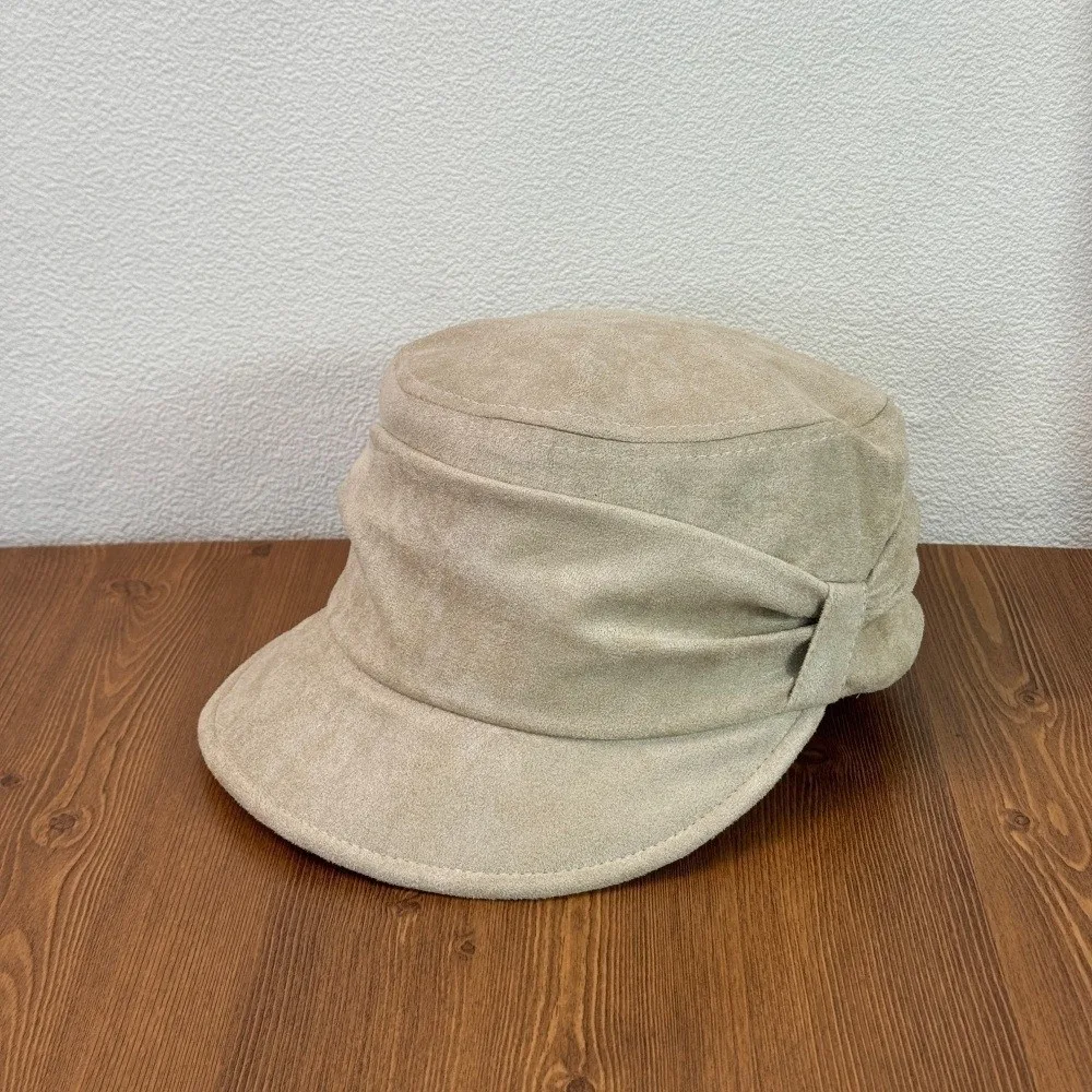 Warm Ruched Equestrian Hat Wind Resistant Large Head Size Octagonal Cap Crinkle Pleated Adjustable Inner Band