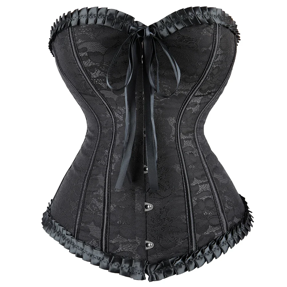 Korsetjurk voor dames Bustiers met veters Vintage korsetten met tule rok Grote maten burleske kostuums Goth Outfit