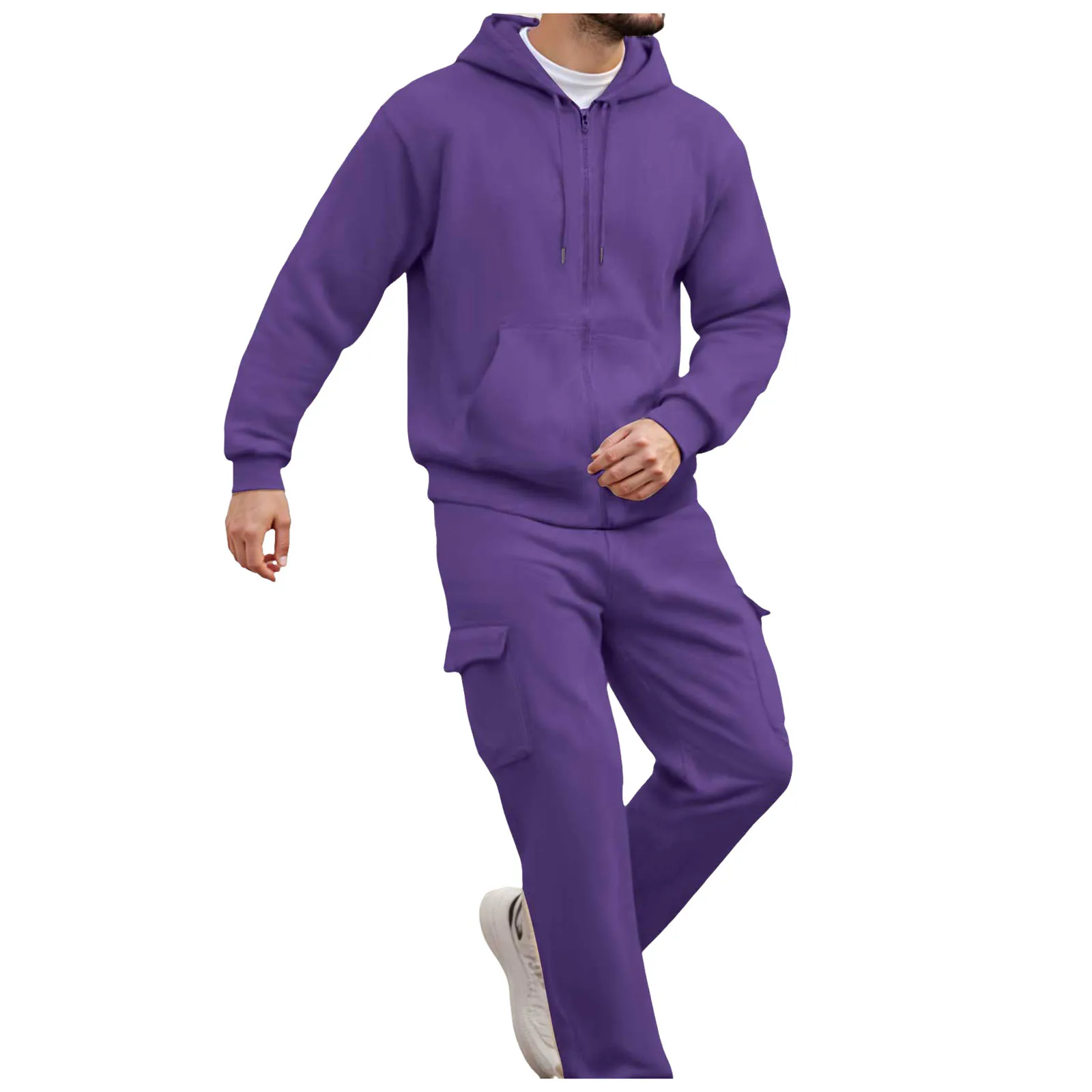 

Mens Suits Regular Fit Men's Casual Hooded Zip Up And Pants Two Piece Set Jogging Sportswear Long Sleeves With Solid Pant