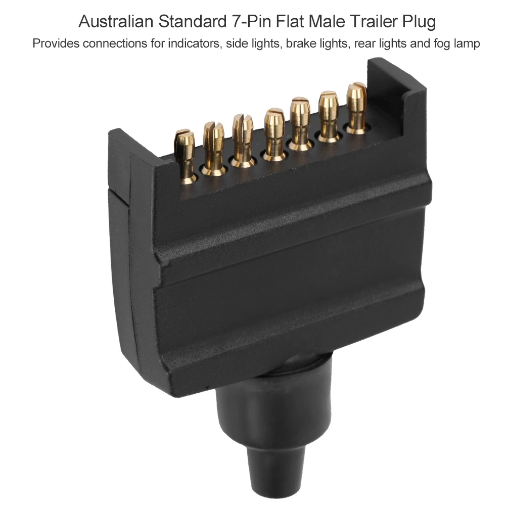 

Australian Standard 7 Pin Flat Male Trailer Plug Connector AS4735 Adapter for Cara Heavy Duty ABS Housing with Brass Terminals