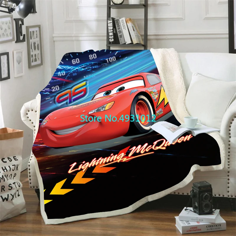 アニメマターカーズライトニングマックィーン95ナップブランケット70x100cm 3Dフランネルシェルパブランケットベビーキッズギフトスローソファ寝室
