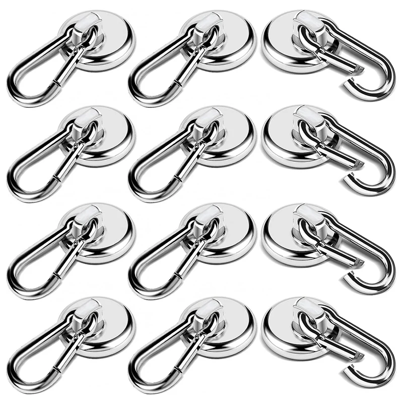 

12 Pack Strong Magnetic Hooks, 60LBS Heavy Duty Magnet Hooks Magnetic Grill Hooks