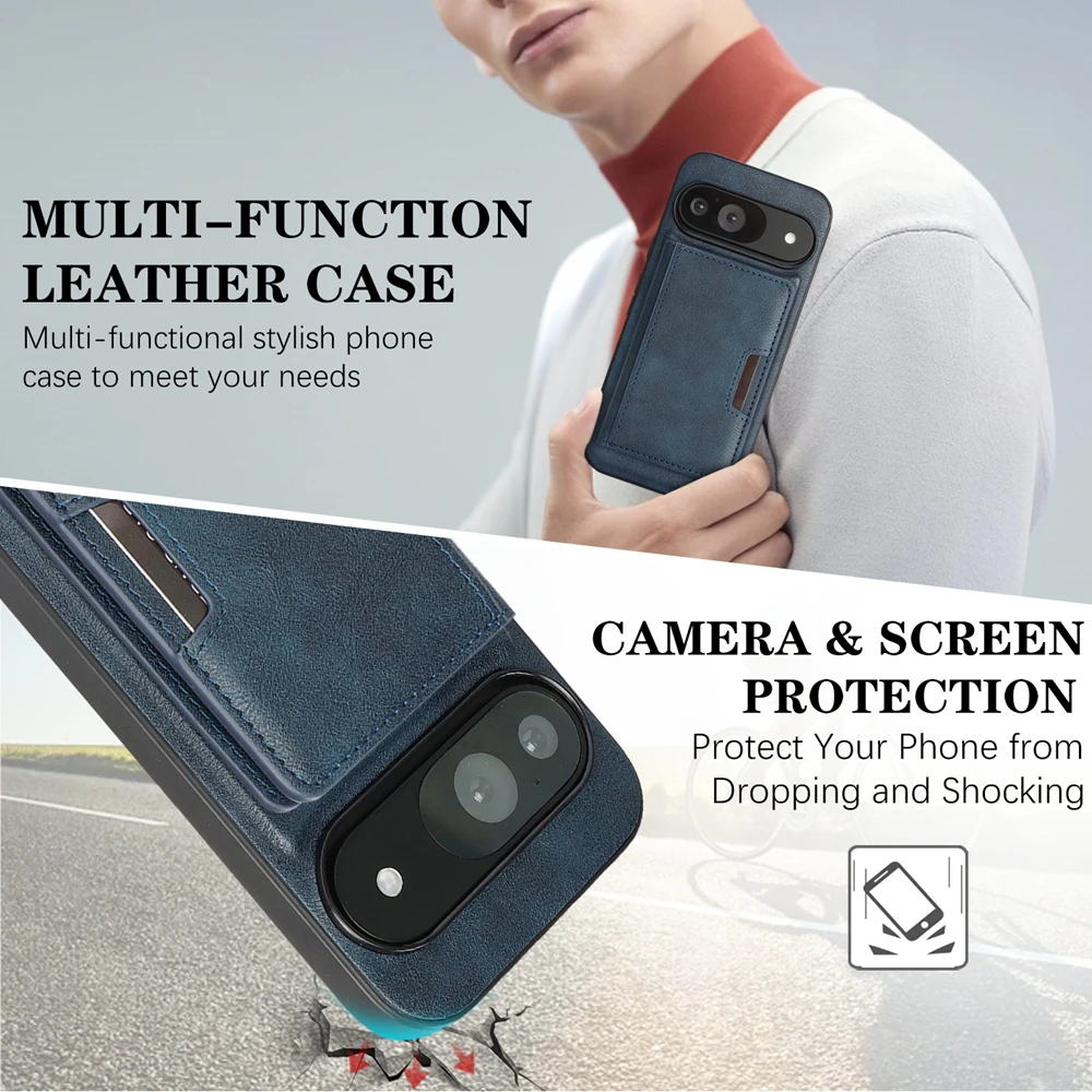 Винтажный деловой кожаный чехол для телефона с магнитной зарядкой 2 в 1 для Google Pixel 9 8 A Pro XL, держатель для карт-кошелька, защитный чехол Funda