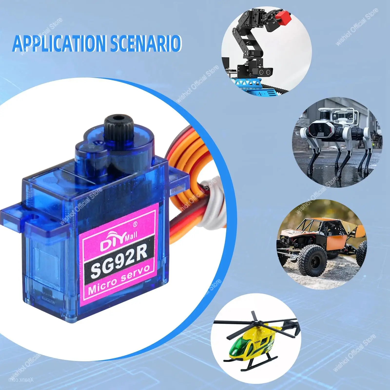 SG92R Micro Servo Motor 4.8-6V 360/270/180 Degree Continuous Rotation Controllable Angle for Robot RC Drone Aircraft Model 9g