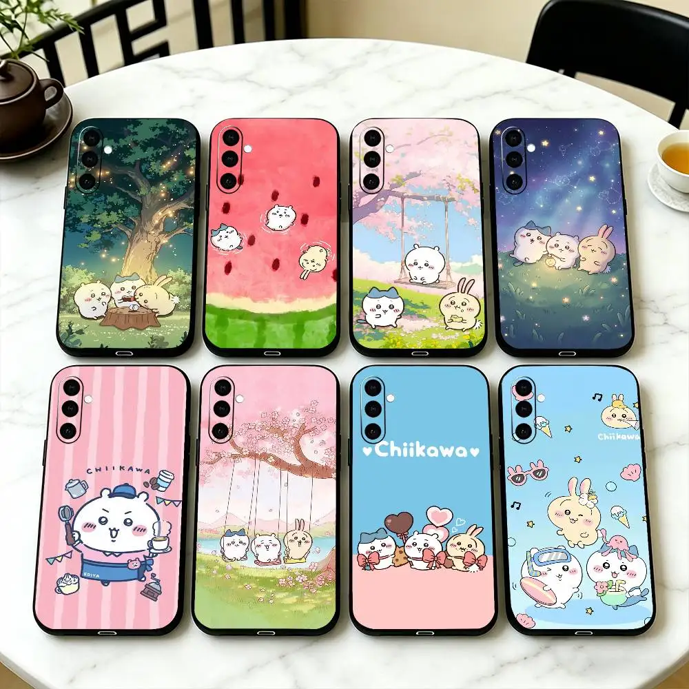 Cute Cartoon C-Chiikawas Phone Case Black Silicone Soft For Samsung Galaxy A73,A72,A71,A70,A53,A52,A51