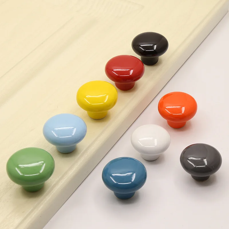 Flat circular cabinet door handle color bottle cap handle wardrobe cabinet drawer single hole cabinet door handles