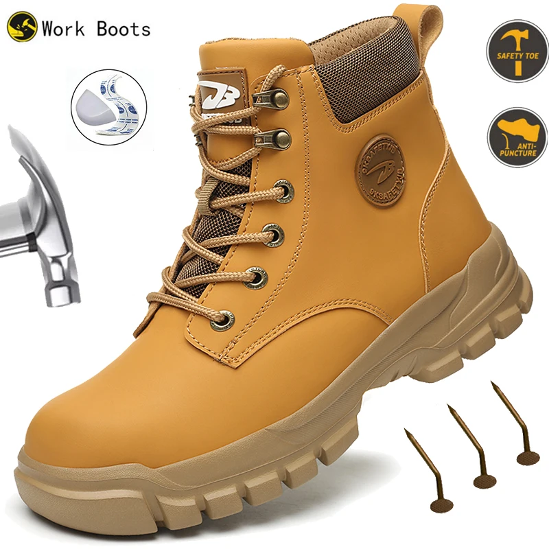 Work Boots Indestructible Safety Shoes Men Steel Toe Shoes Puncture-Proof Sneakers Non Slip Work Shoes Protective Boots
