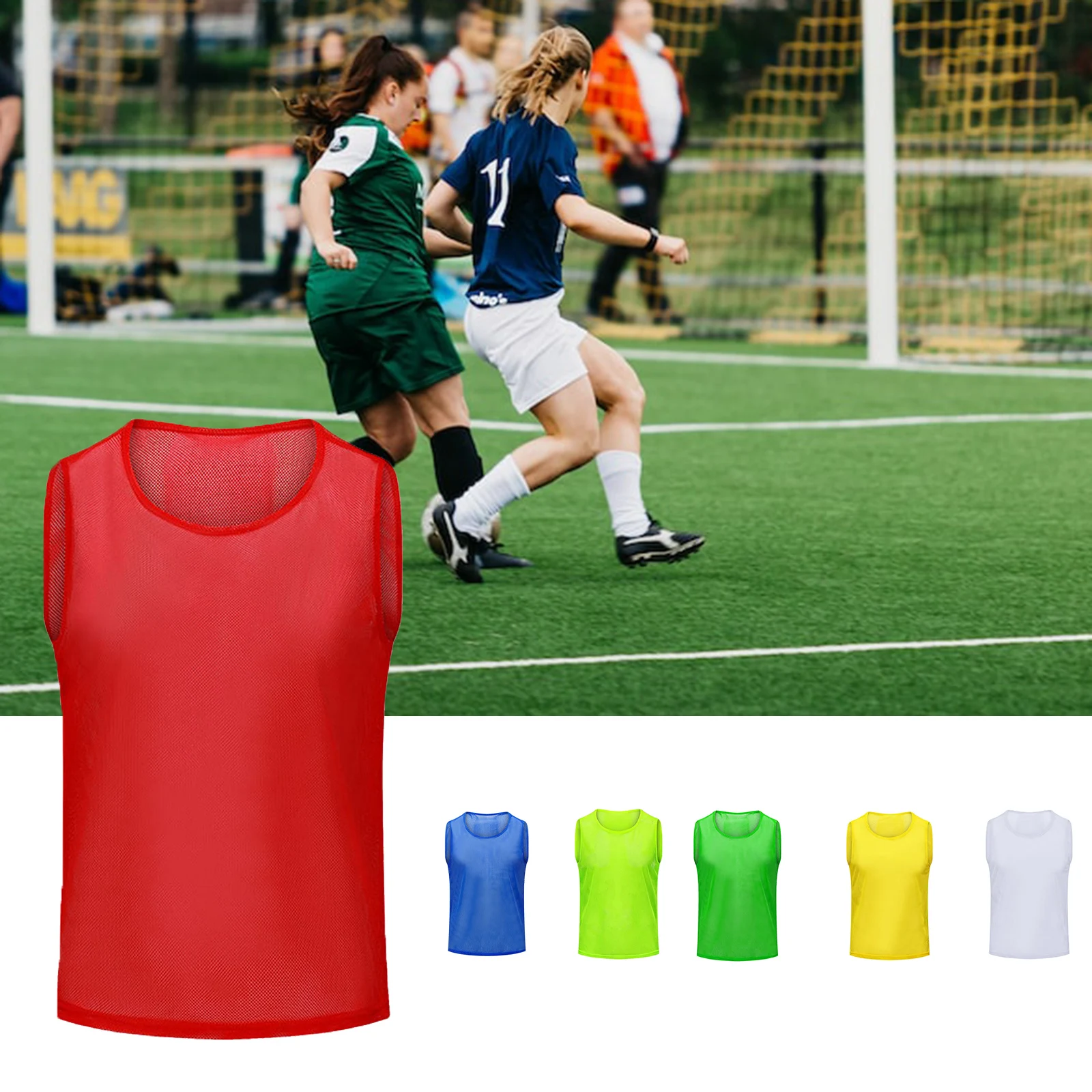 1PC Football Vest Jerseys Sports Training BIBS Mesh Vests Loose Basketball Sports Training Jerseys For Adults 160-210 Lbs 175cm