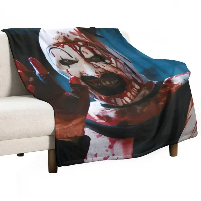 Upscaled Art The Clown - Terrifier Throw Blanket halloween Winter beds Blankets