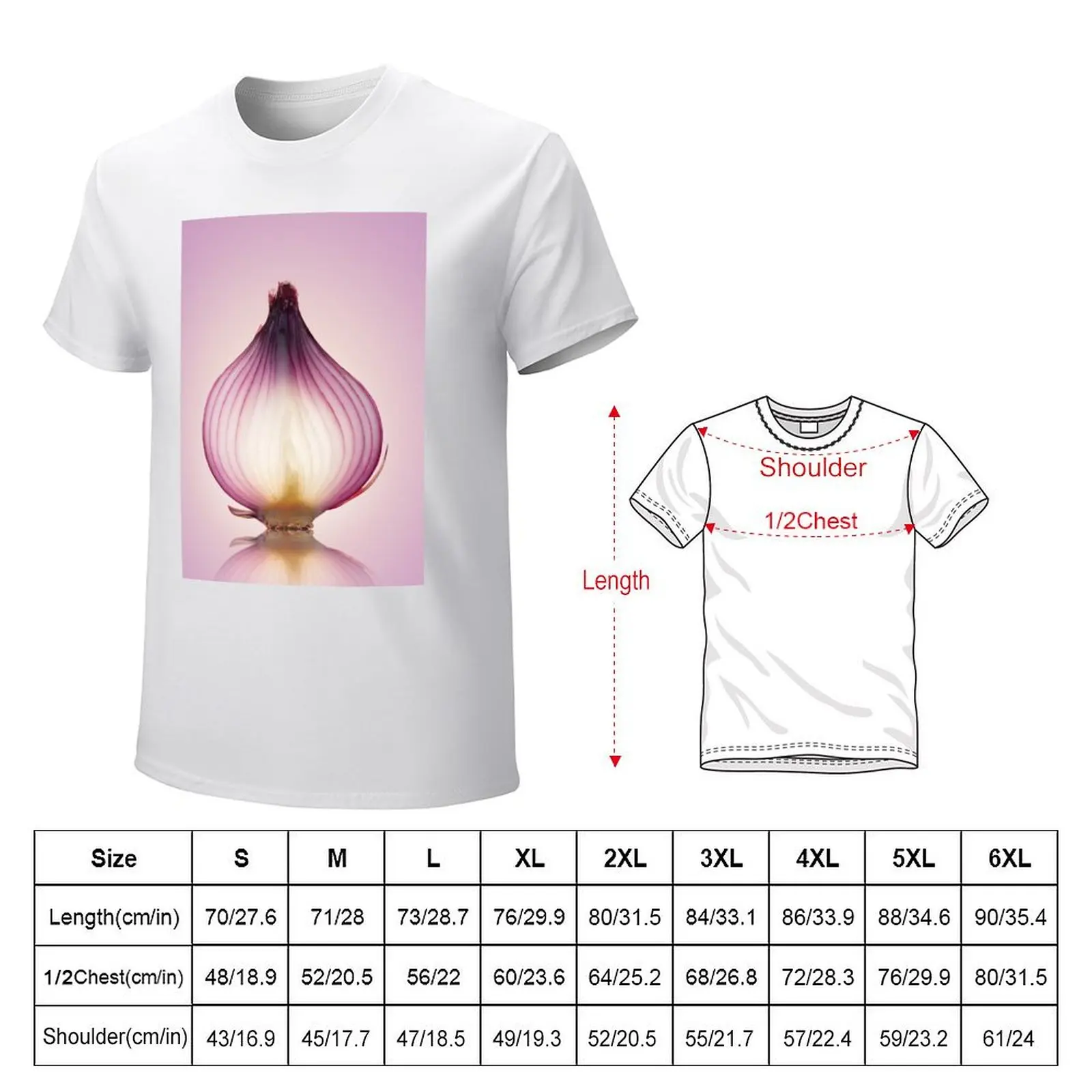 Red Onion Translucent layers T-shirt vintage clothes tops for a boy customs mens cotton t shirts