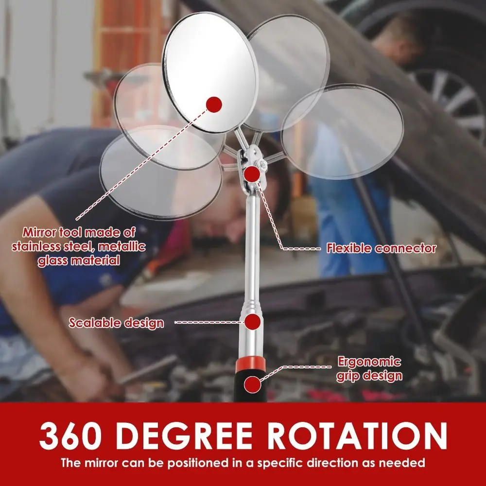 

Зеркало инспекционное 82/50 мм, телескопическое, с поворотом на 360°, круглое, эндоскопическое, для осмотра днища автомобиля, инструменты механика