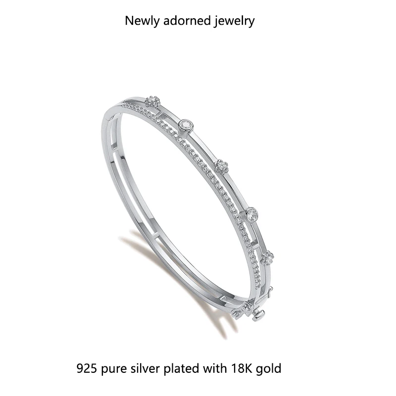 

New European and American cross-border 925 silver moissanite double-layer fashion versatile high-end women's bracelet, minimalis