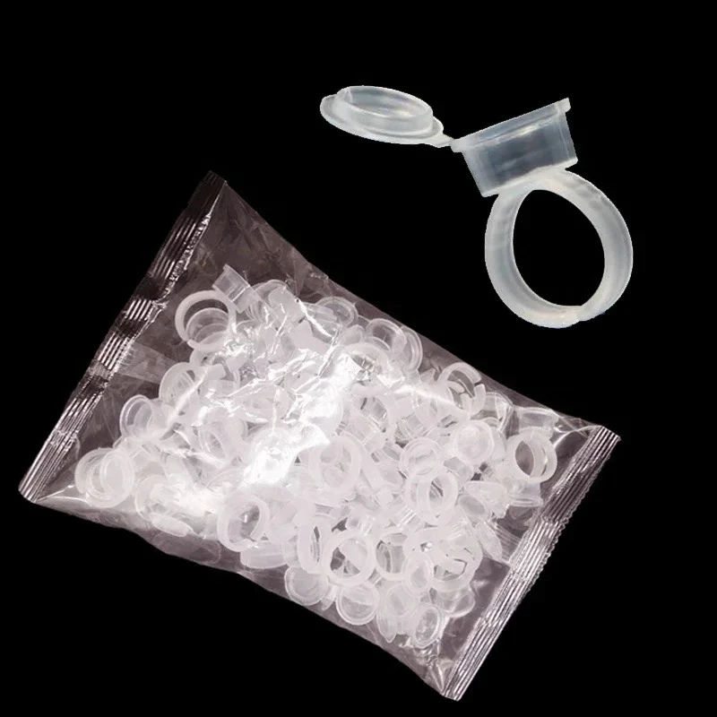 50Pcs Disposable Eyelash Glue Cup Rings Holder Container Tattoo Pigment Eyelash Extension Tools Lash Supplies