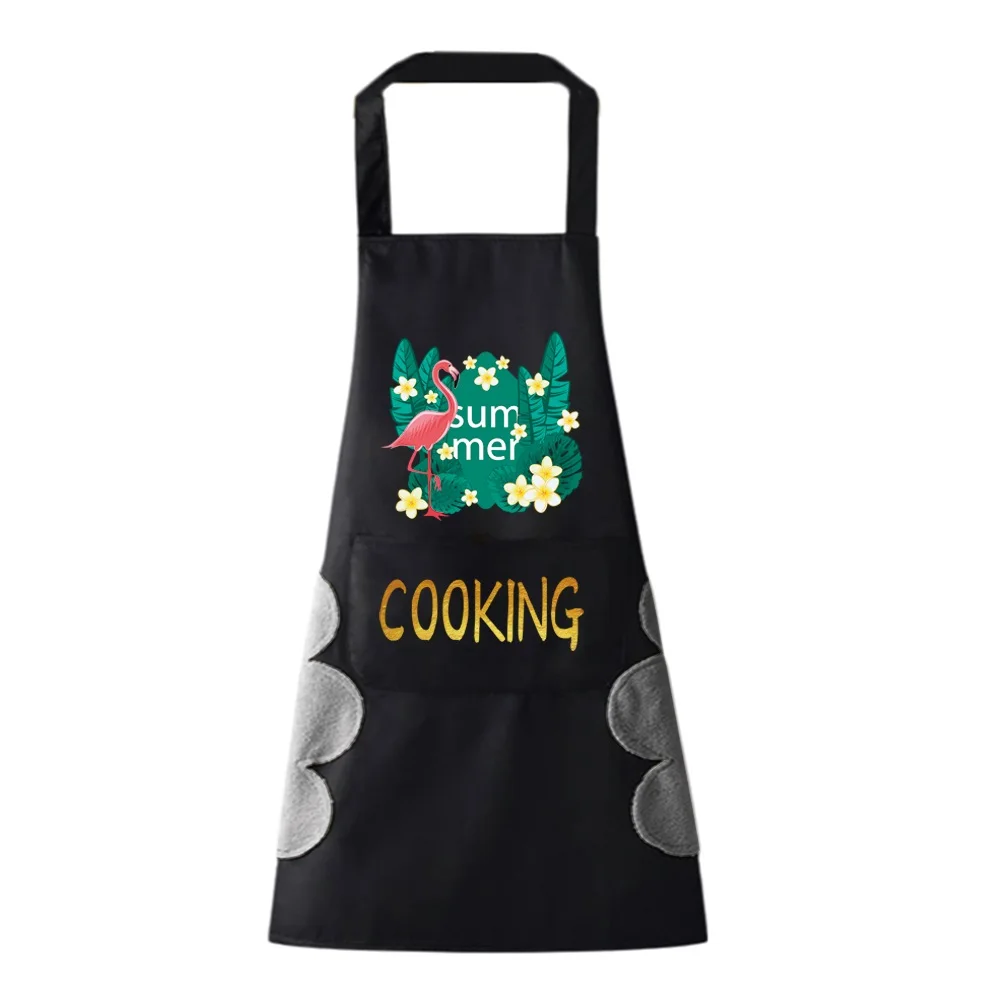 Fashion Household Cooking Kitchen Aprons Women Waterproof Apron for Men Coffee Work Bib Wipe Hand Overalls Flamingo Series