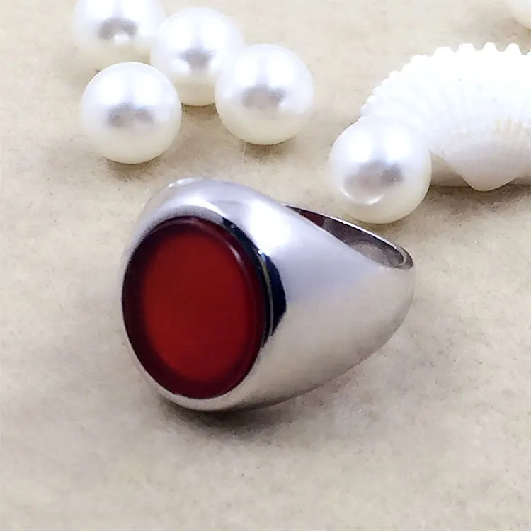 

Men's 925 Sterling Silver Fine Ring with Red Agate Elegant Jewelry Accessory