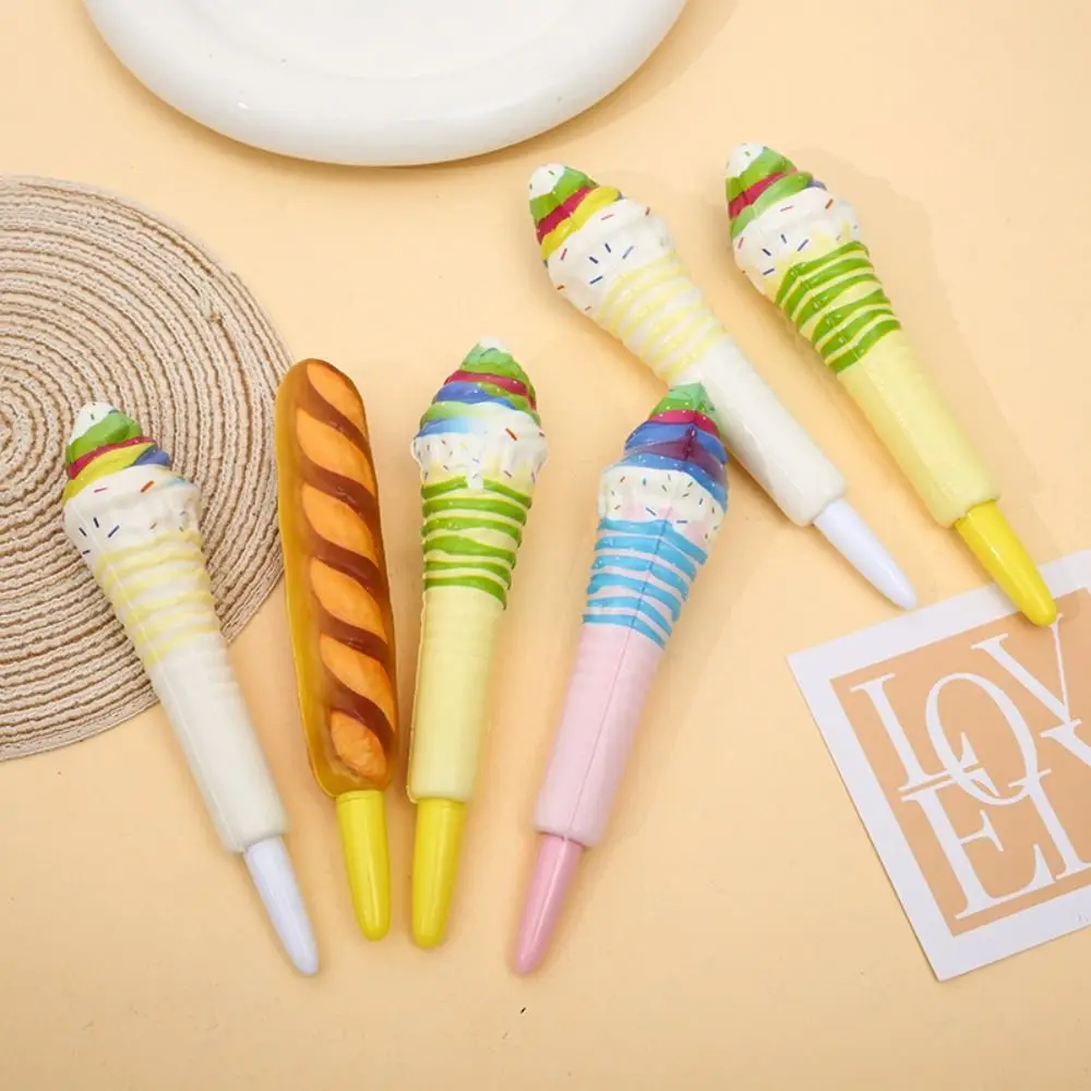 Cute Ice Cream Cute Soft Gel Pen Signature Ballpoint Pen Pinch Bounce Pen 0.5mm Writing Squeeze Sensory Toy Pen Student