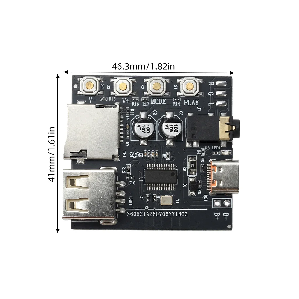 BT 6.0 MP3 Audio Receiver Module Audio Decoding Board with Lossless AAC USB TF Player Type-C Interface for Headphones Amplifier