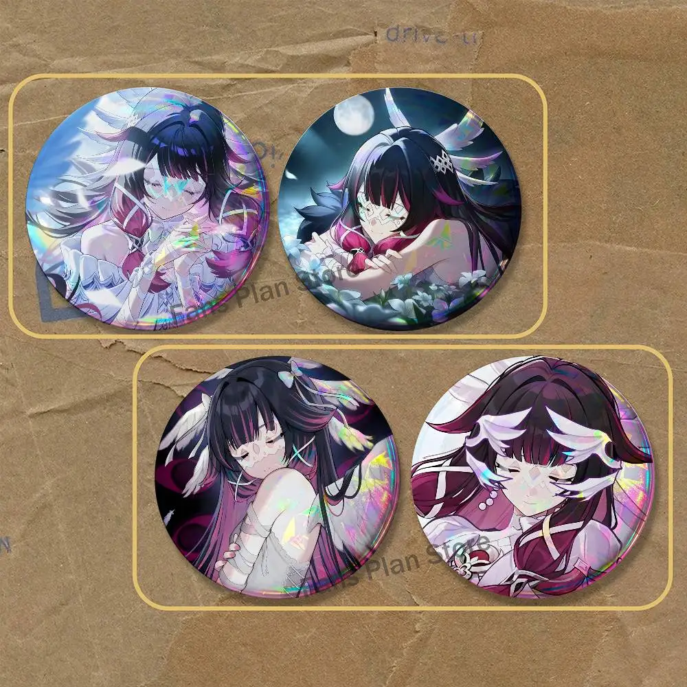 G-Genshin Columbina Brooches For Backpack Accessories 25,32,44,58,75mm Round Enamel Pins 2-piece Set Anime Fan Merchandise