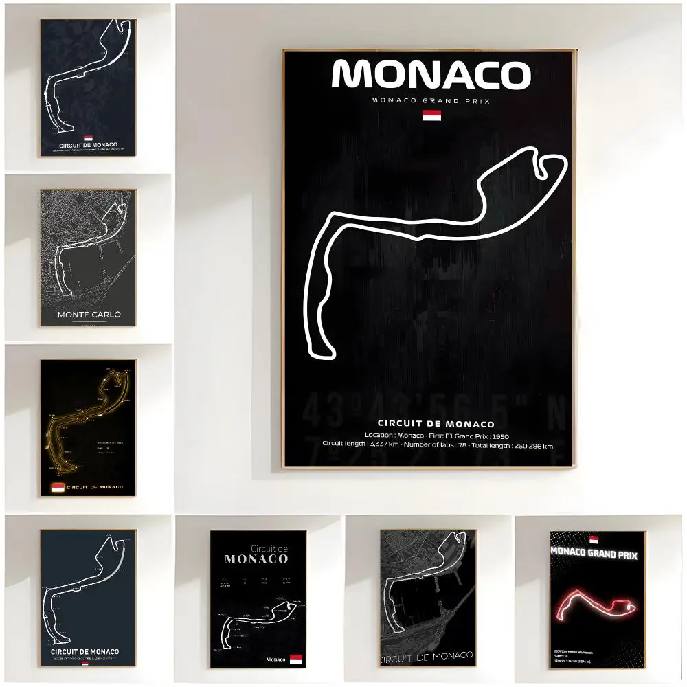racing track c-circuit de monaco Poster Classic Wall Art  Home Decor  Peel and Stick Unframed