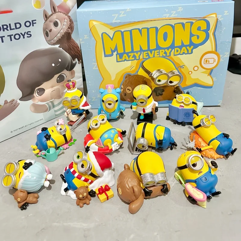 New Original Yellow Minion Lazy Every Day Series Figures 1pc/12pcs Blind Box For Birthday And Christmas Gifts