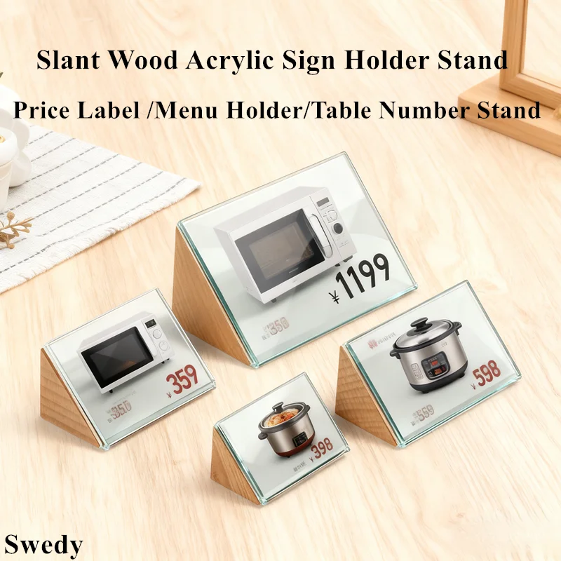 

120x80mm Slant Back Acrylic Sign Holder Display Stand Price Label Card Holder Menu Paper Holder Photo Pictures Frame