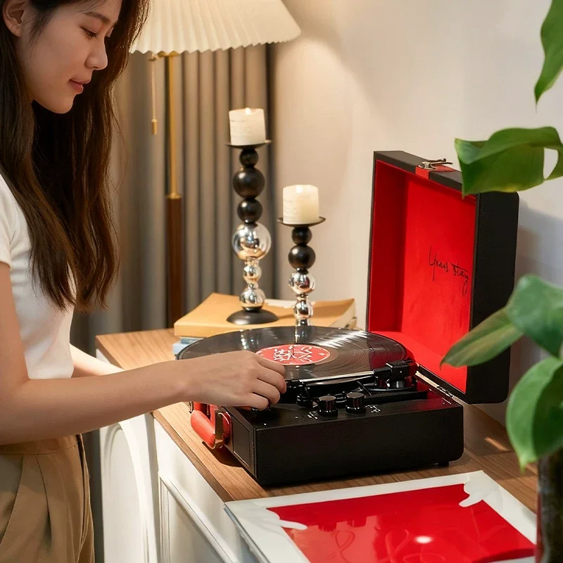 Portable Retro Vinyl Record Player Bluetooth Audio Phonograph Record Player