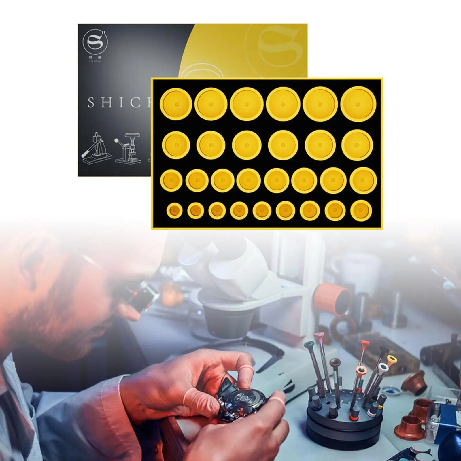 

Набор из 29 пресс-форм для запрессовки задних крышек часов, инструмент для ремонта часов, набор матриц для запрессовки корпусов часов, пресс-формы для закрытия задних крышек часов