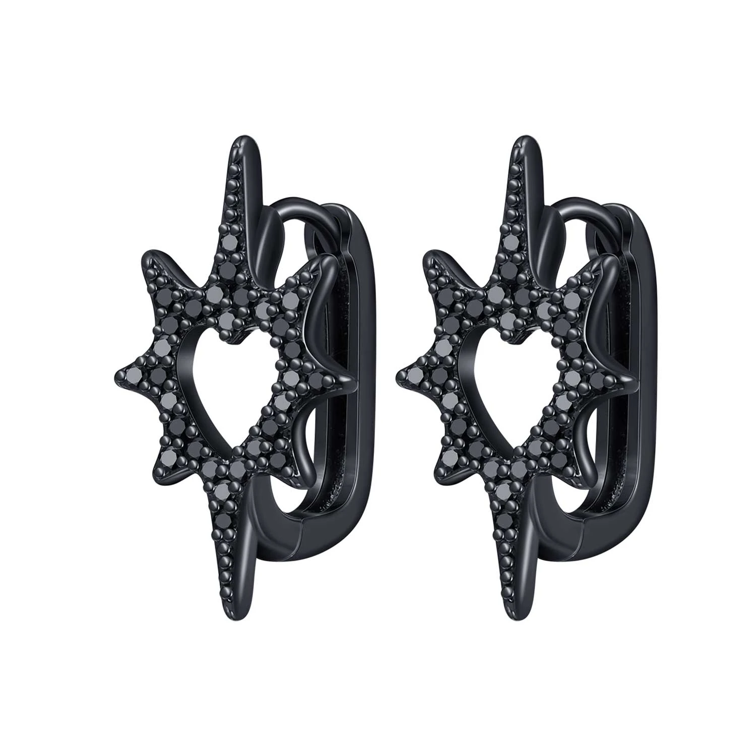 Women's 925 Sterling Silver Star Moon Heart Shape Earrings