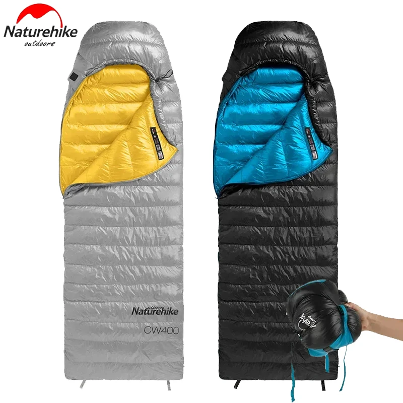 

Naturehike CW400 Sleeping Bag Winter 750FP Duck Down Hooded Sleeping Bag Single Camping Waterproof Ultralight 5-8℃ Envelope Warm